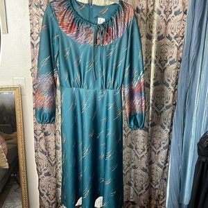 True vintage 100 polyester dress turquoise.